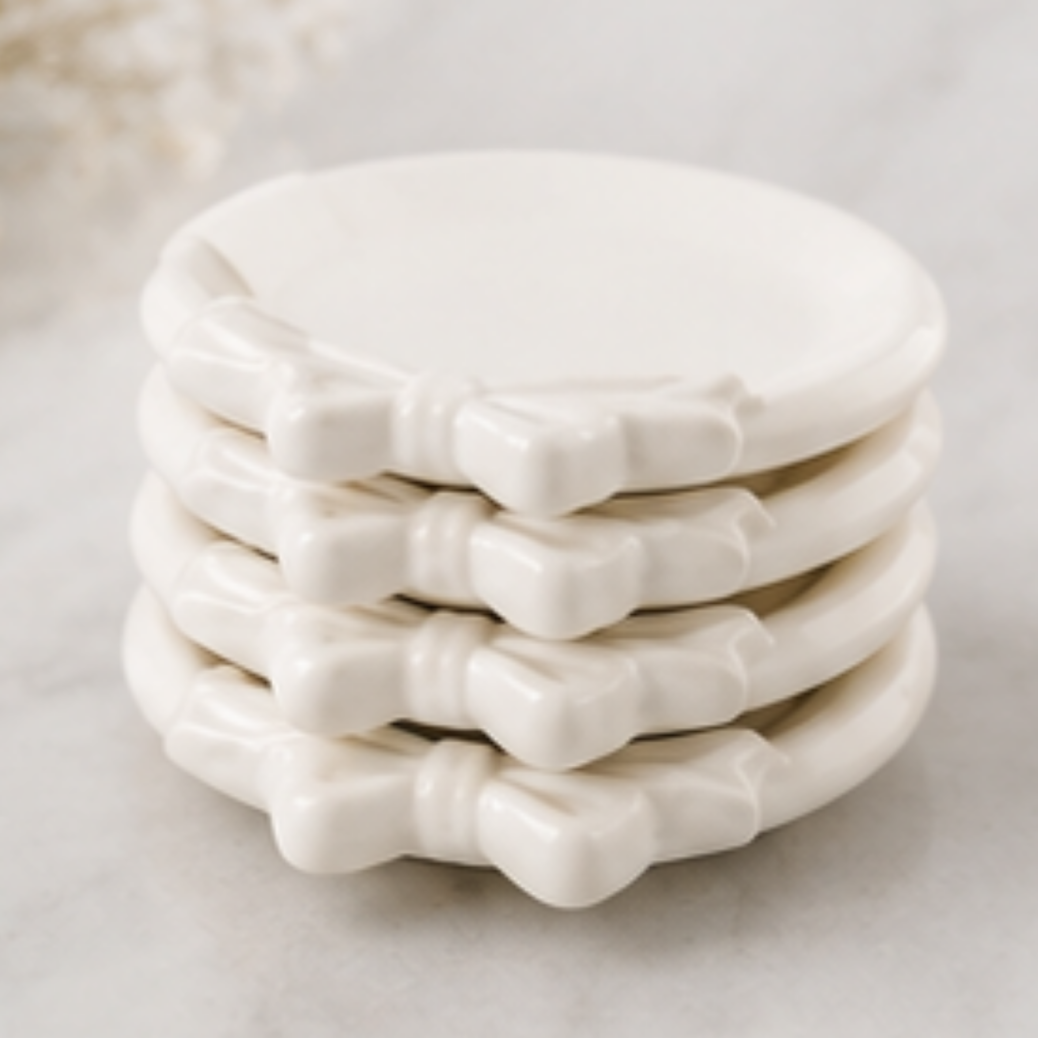 Set of 4 Bow Trinket Trays | Elegant Jewelry Dish | Decorative Ring Holder | Vanity Organizer | Minimalist Home Decor