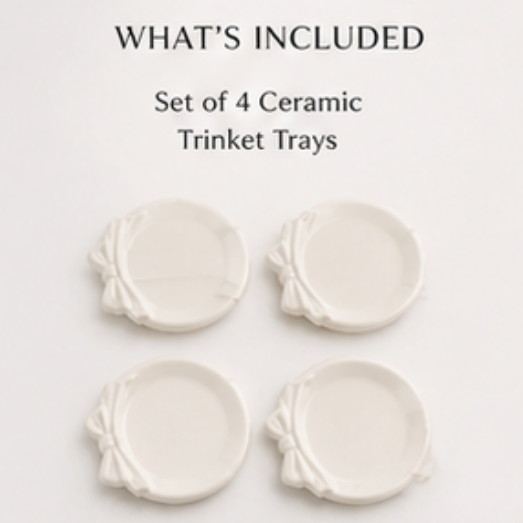 Set of 4 Bow Trinket Trays | Elegant Jewelry Dish | Decorative Ring Holder | Vanity Organizer | Minimalist Home Decor