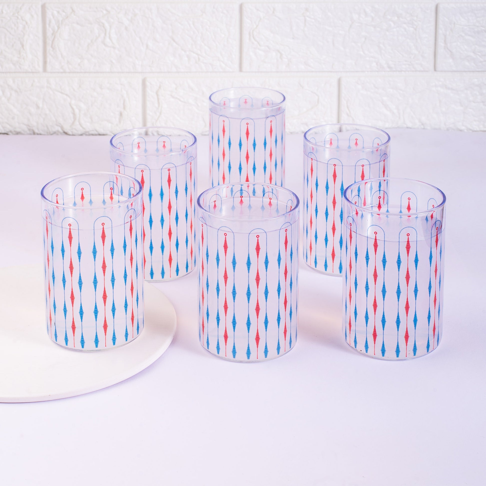 Ikhat Print Glass Tumbler Set of 4