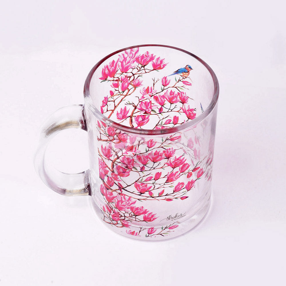 Pink Magnolias Glass Mug