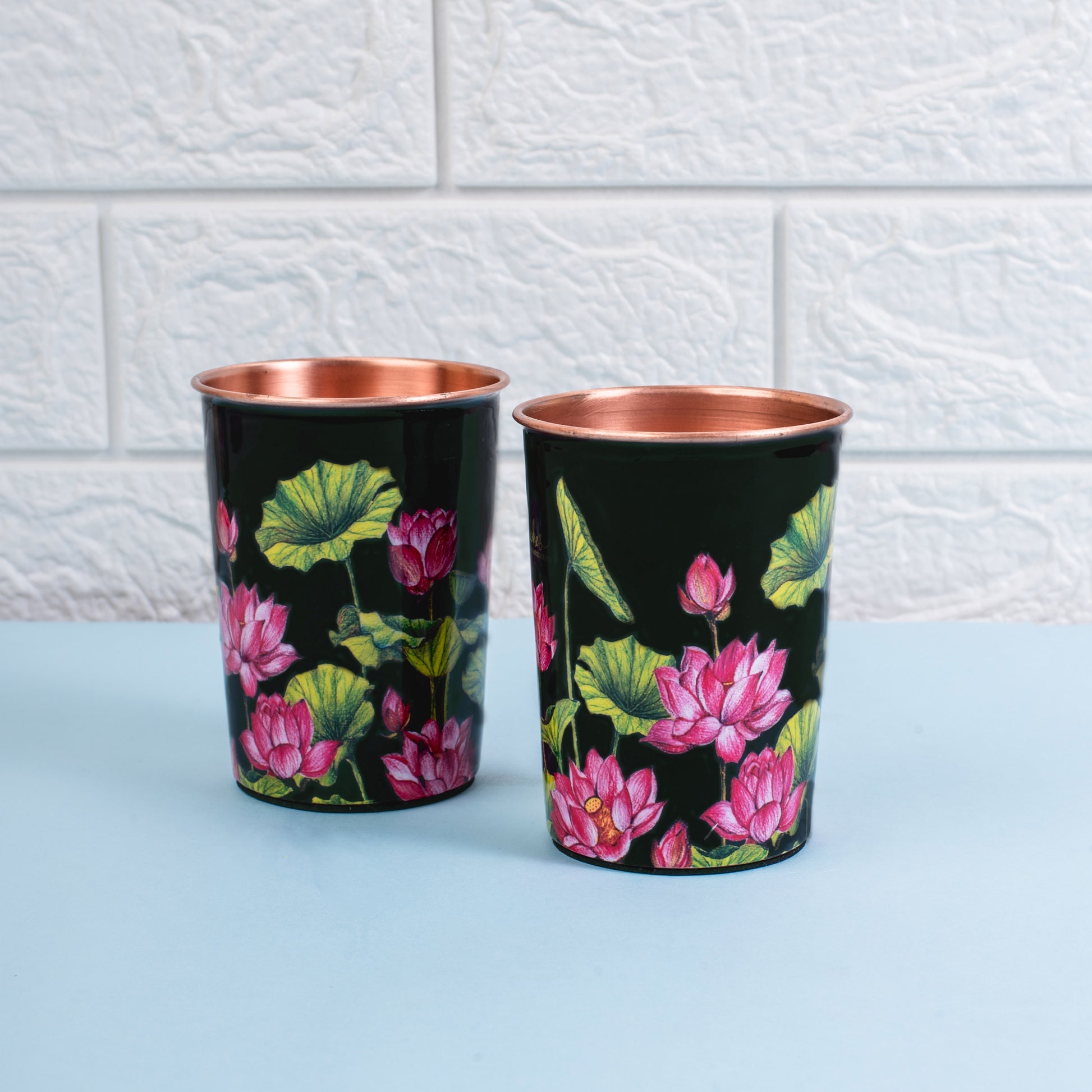 Lotus Field Copper Tumbler Set of 2