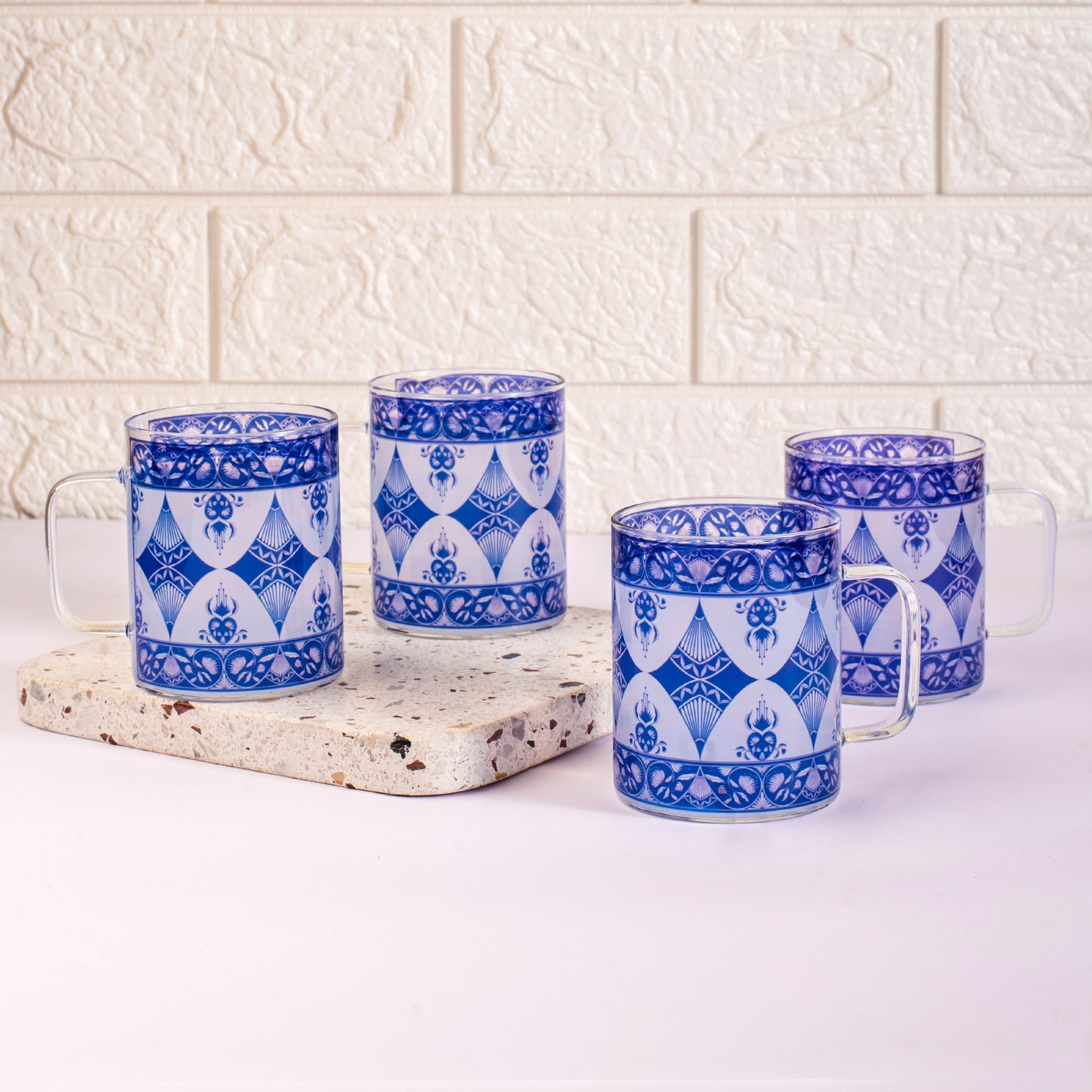 Indigo Print Round Cup Set of 2