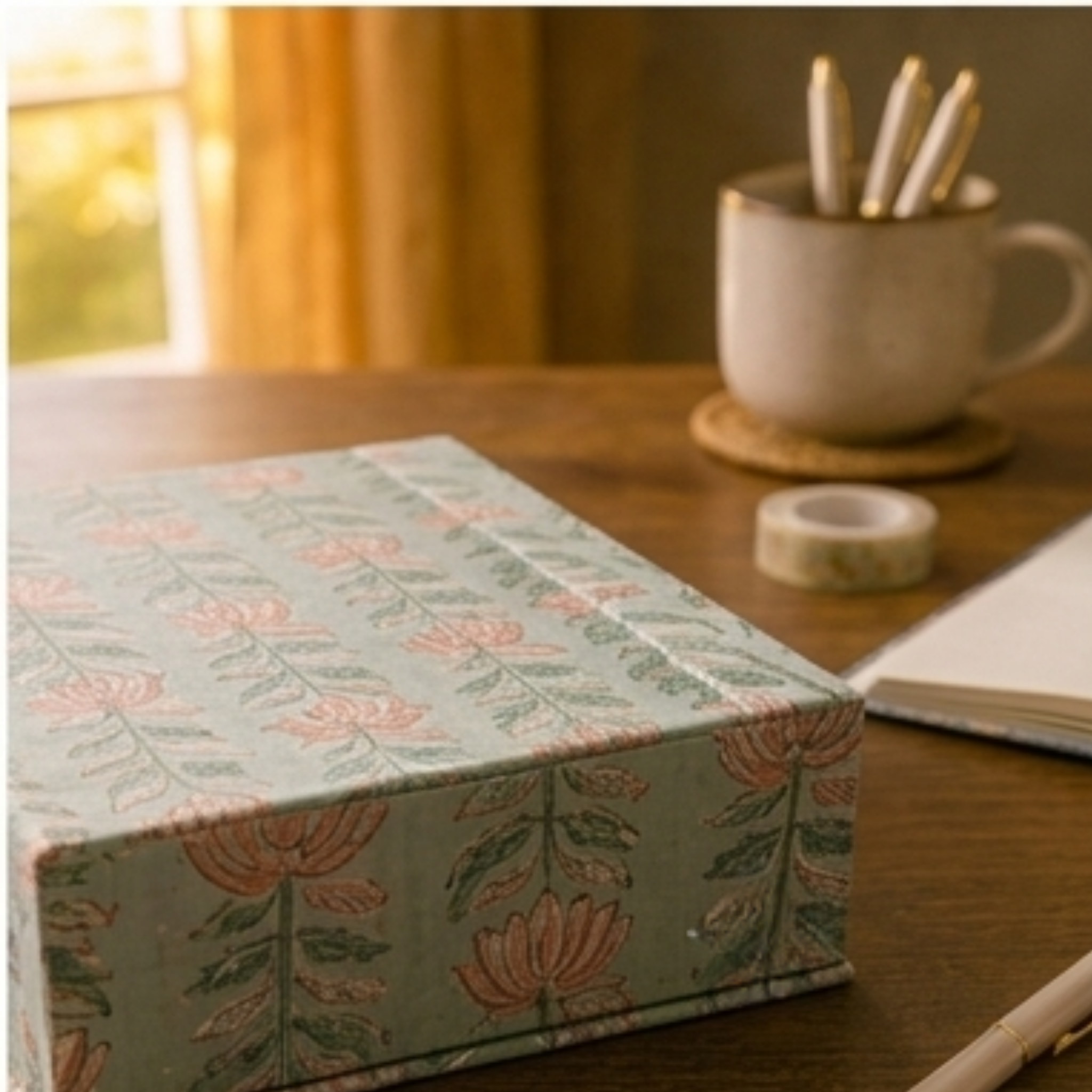 Handcrafted Indigo Botanical Desk Essentials 5-Piece Workspace Gift Set – Serene Blue Vine (Copy)