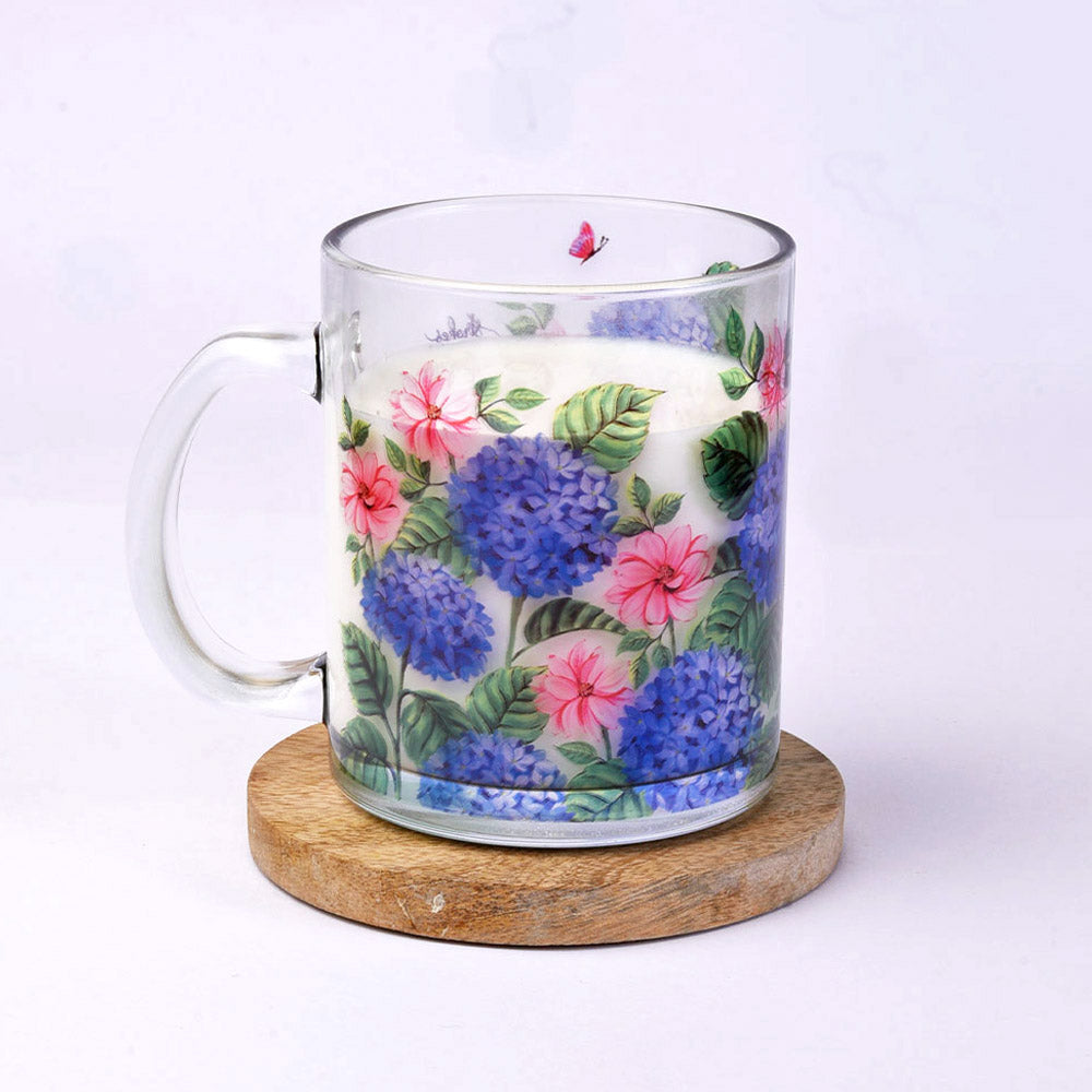 Hydrangea Glass Mug