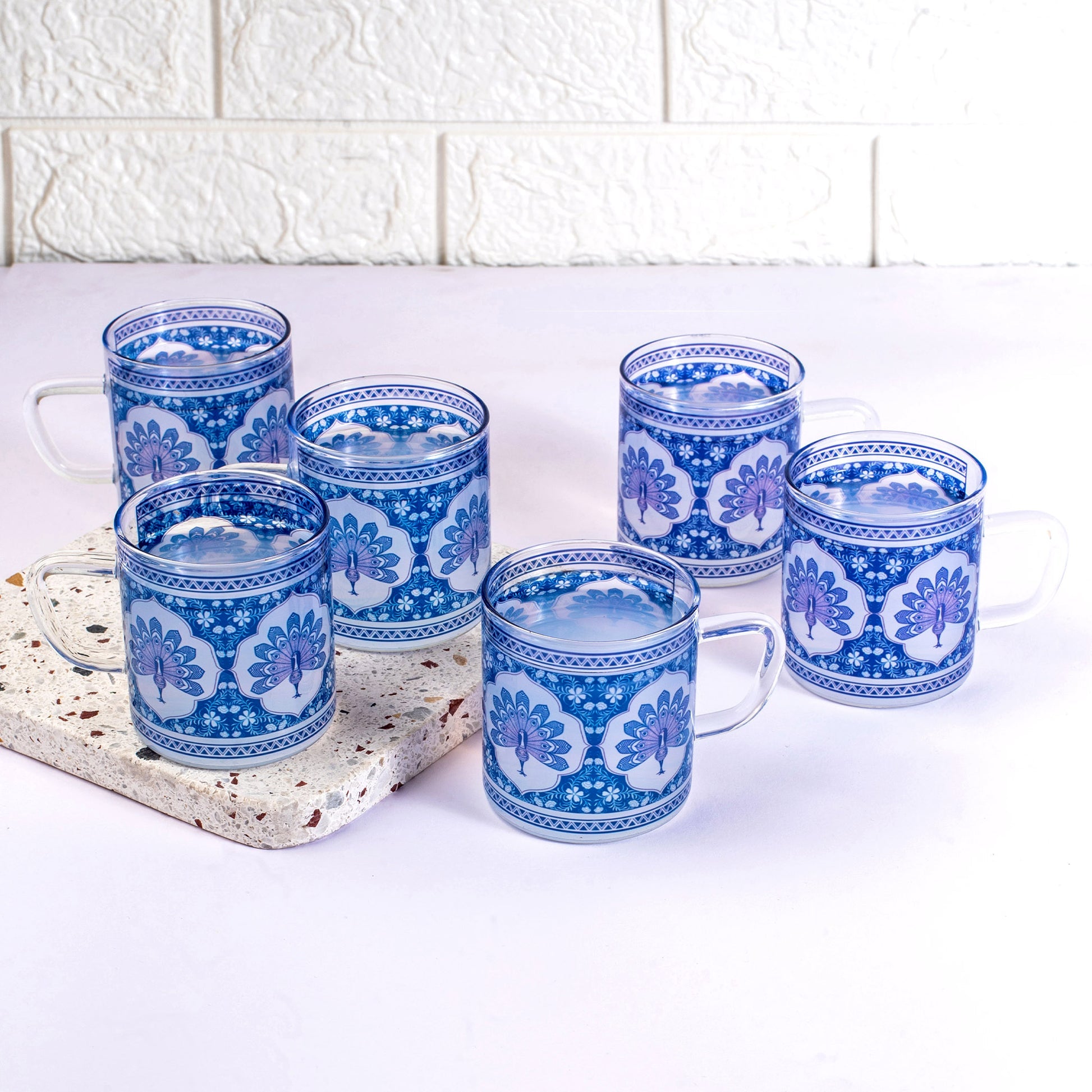 Precious Peacock Cups Set of 4