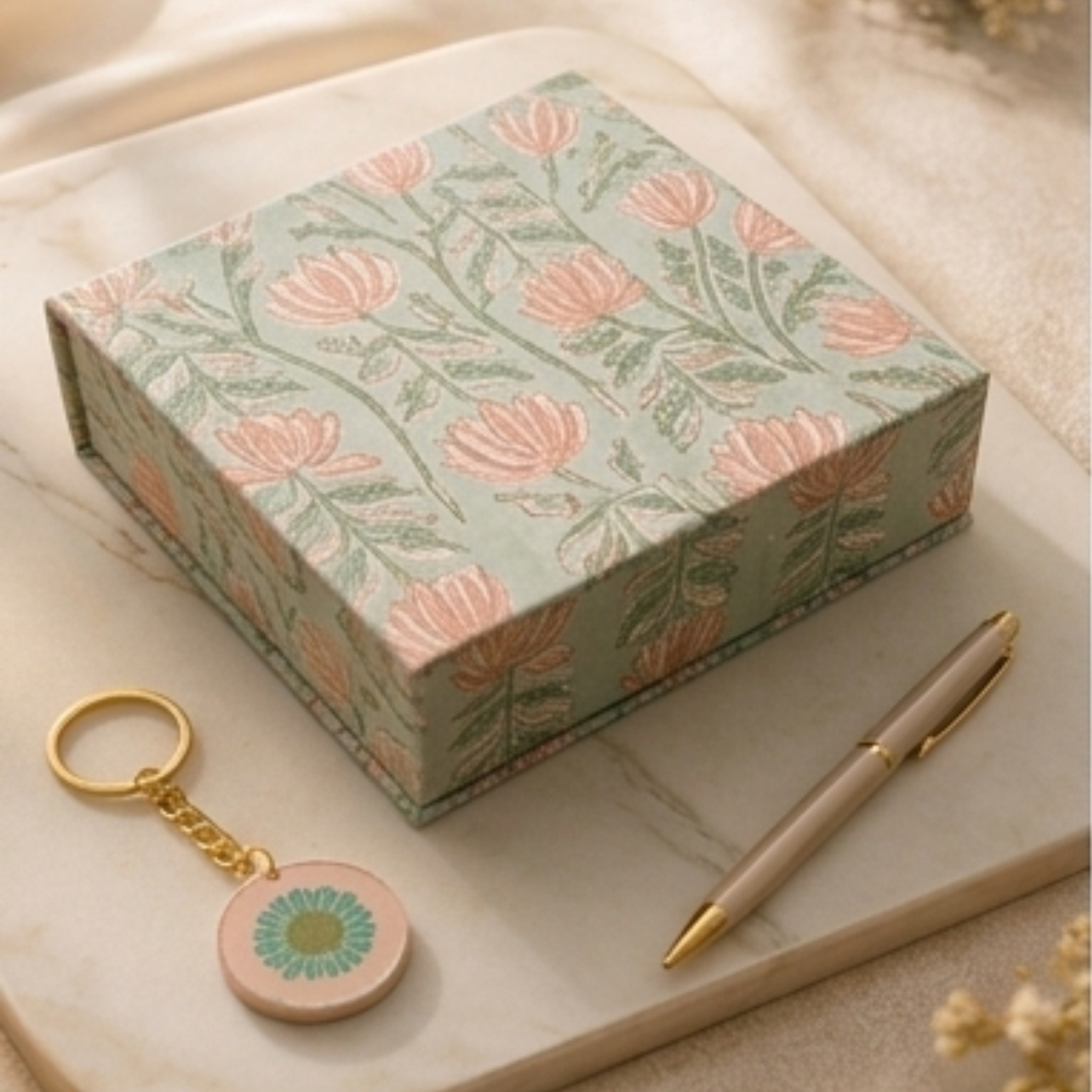 Handcrafted Indigo Botanical Desk Essentials 5-Piece Workspace Gift Set – Serene Blue Vine (Copy)