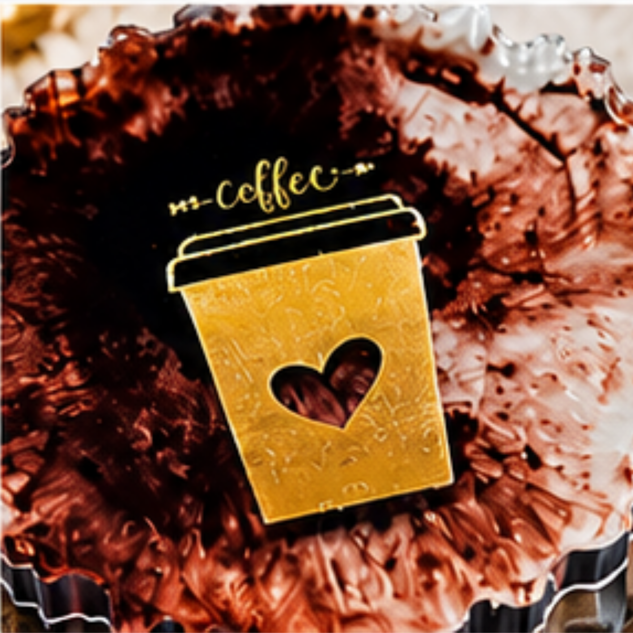 Handmade Resin Coffee-Themed Coaster Set of 4 | Coffee Lover Gift | Table Protection Coasters for Home, Office & Café