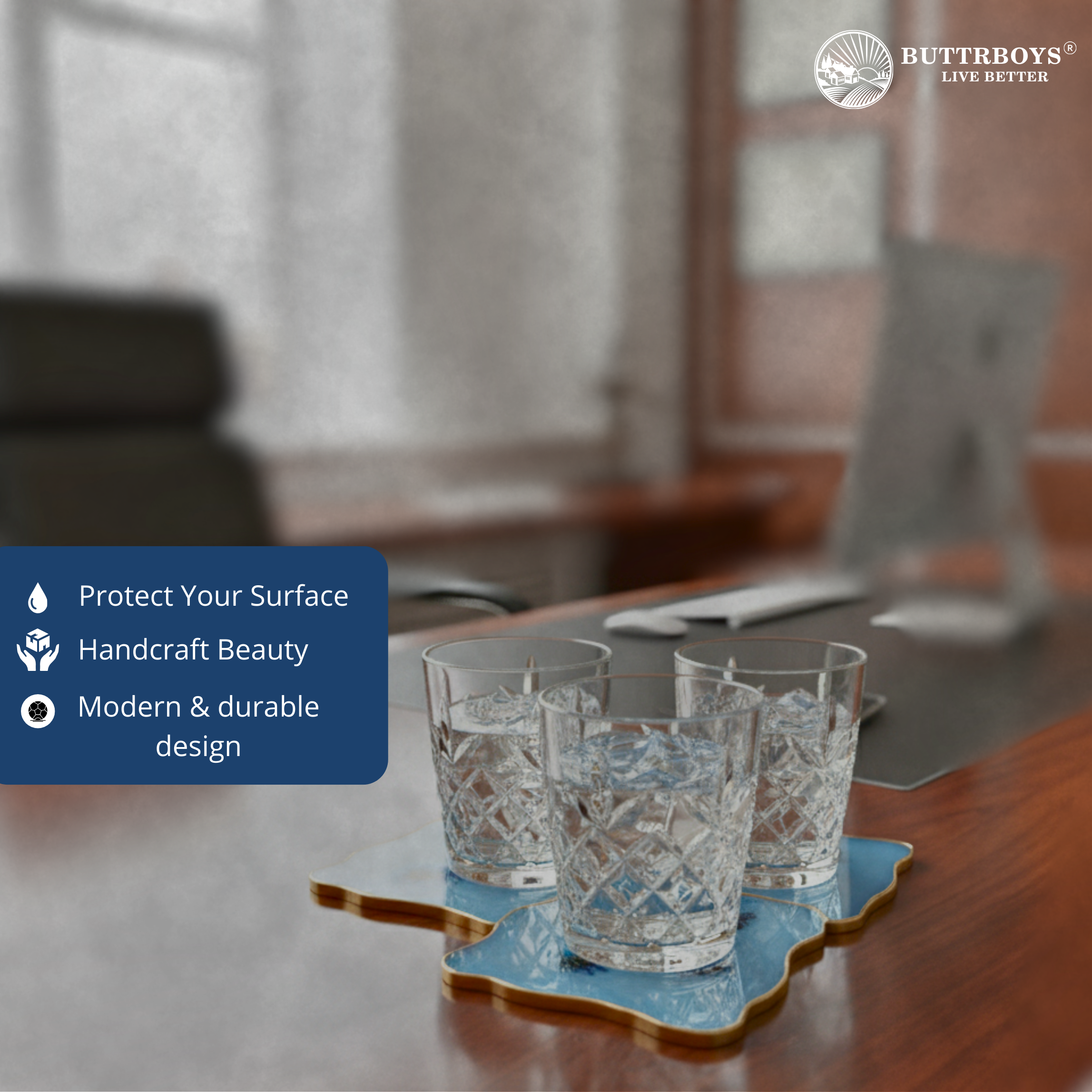 Handcrafted Ocean Bloom Epoxy Coasters (Set of 4)