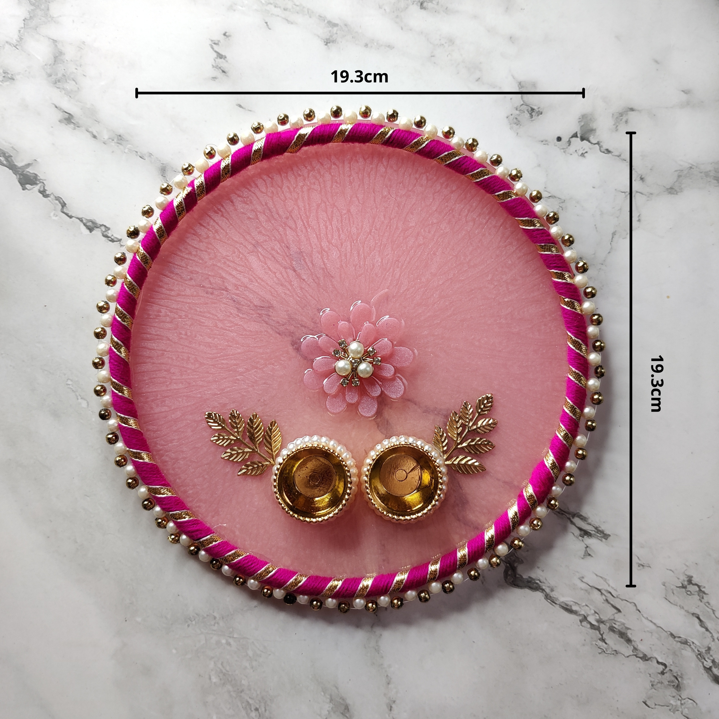 Handcrafted Pink Resin Devotional Thali