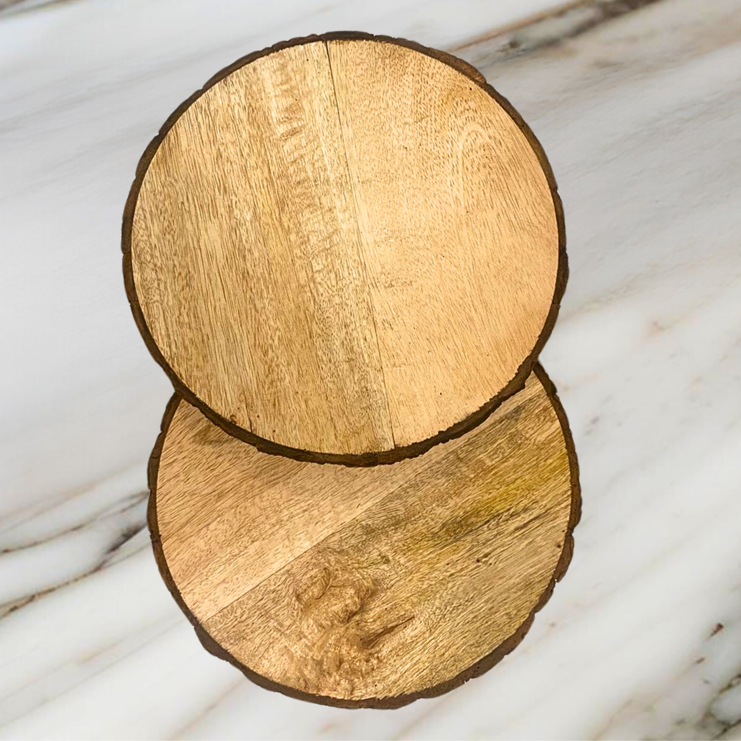 WOODEN BARK 4" COASTER SET