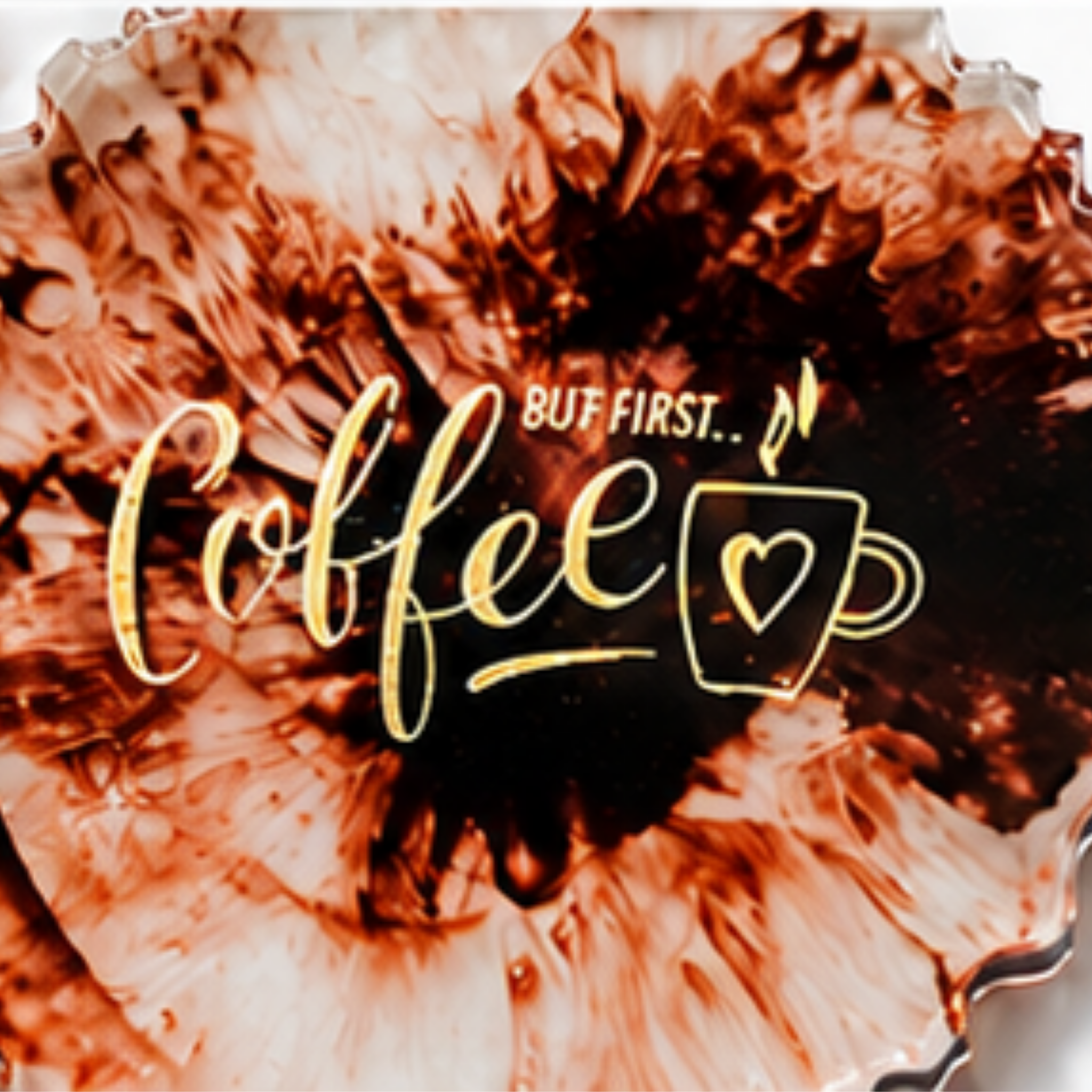 Handmade Resin Coffee-Themed Coaster Set of 4 | Coffee Lover Gift | Table Protection Coasters for Home, Office & Café