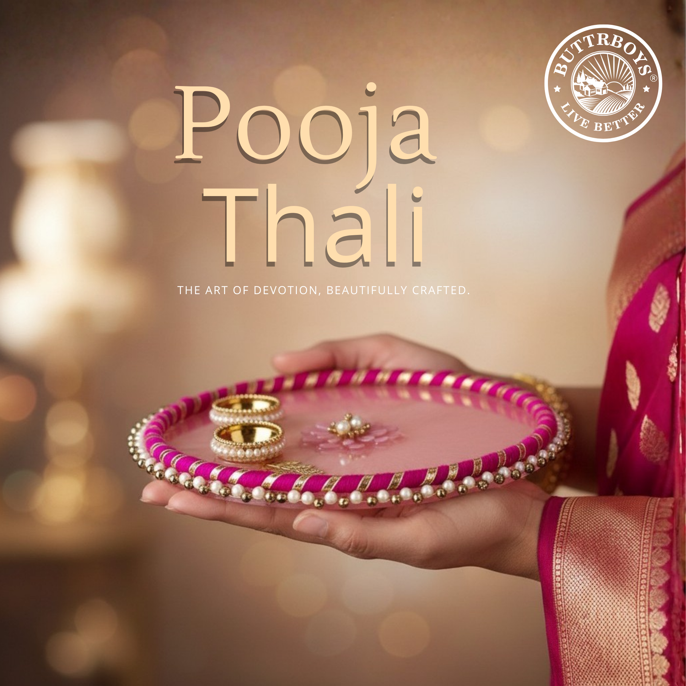 Handcrafted Pink Resin Devotional Thali