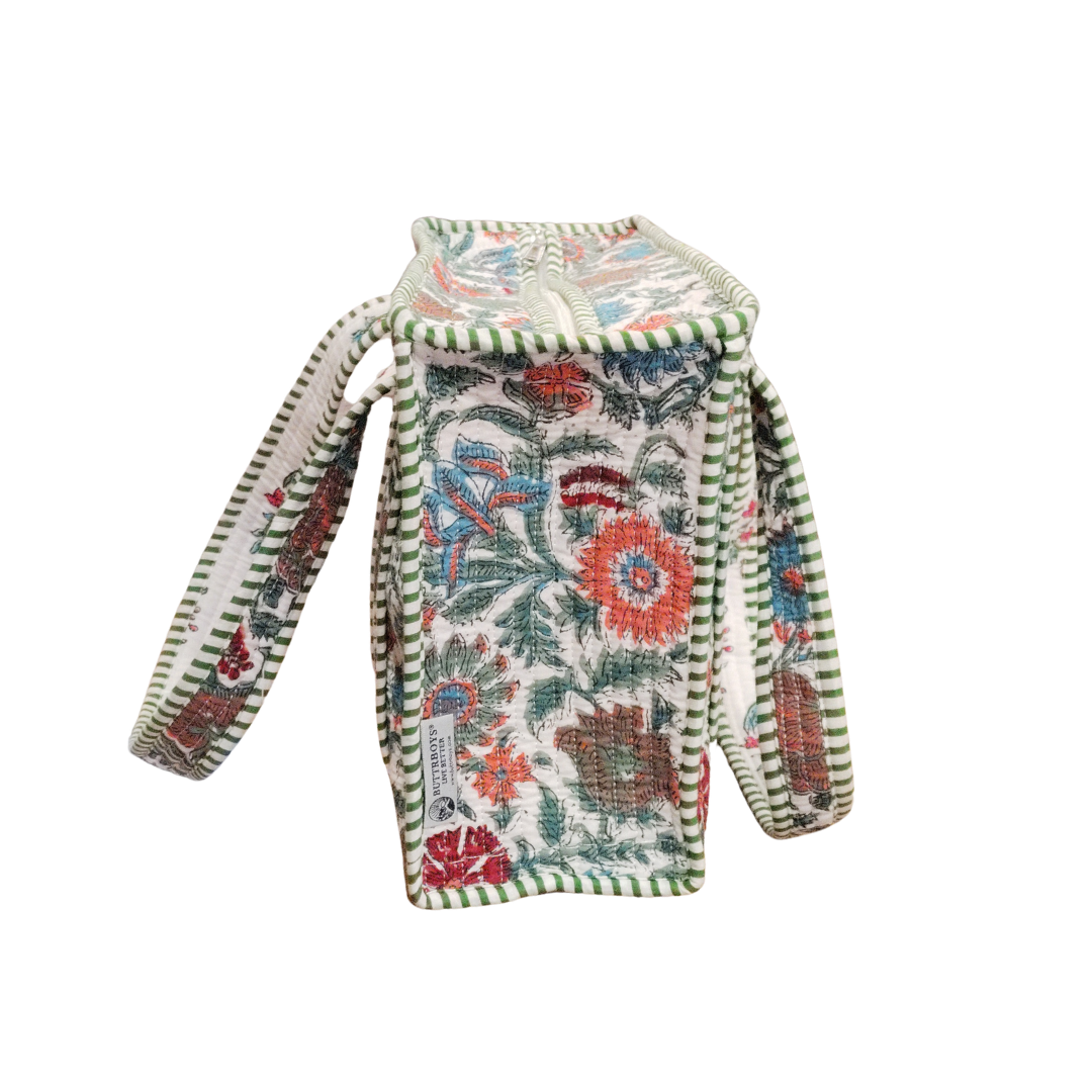 Quilted Floral Cotton Tote Bag – Multicolor Botanical Print