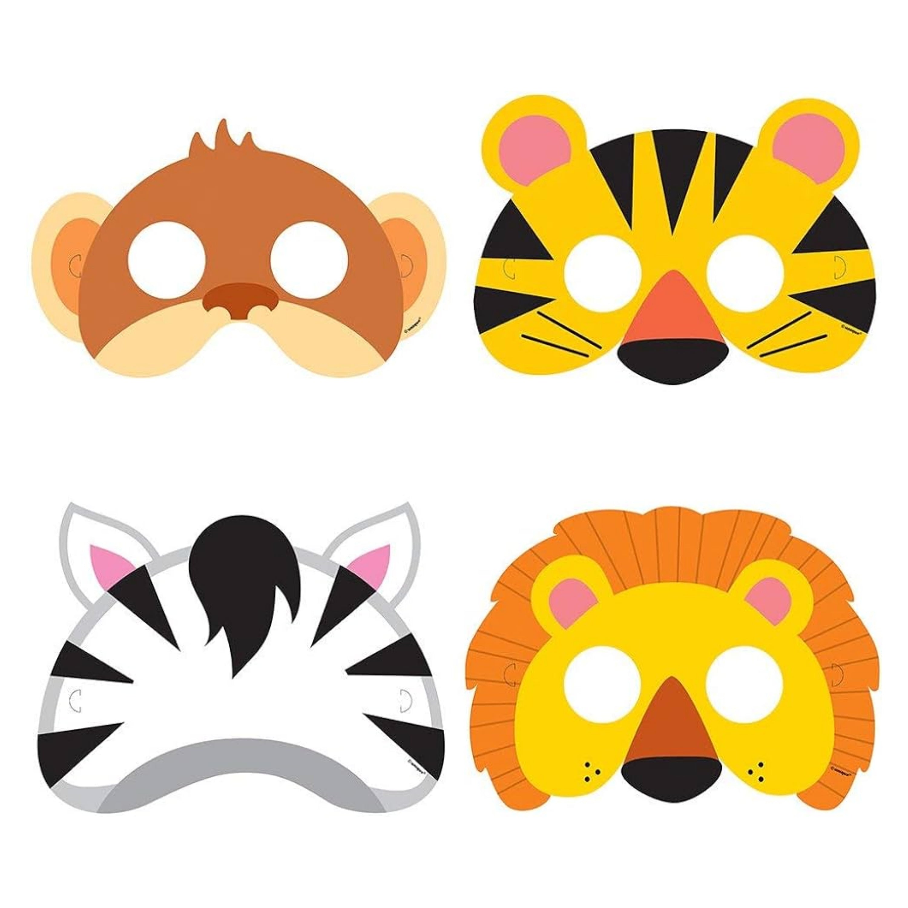 ANIMAL SAFARI PAPER MASKS 8/PKT