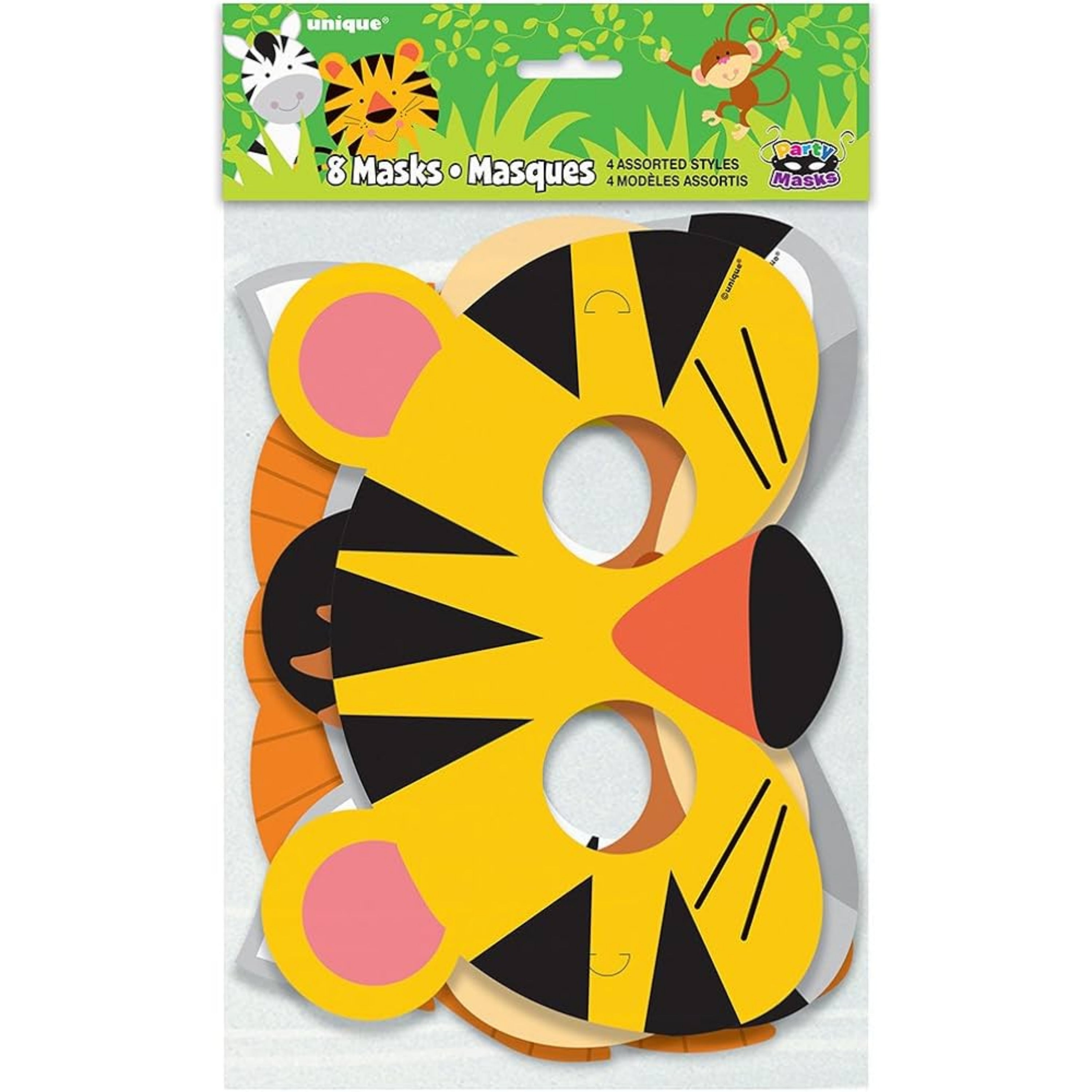 ANIMAL SAFARI PAPER MASKS 8/PKT