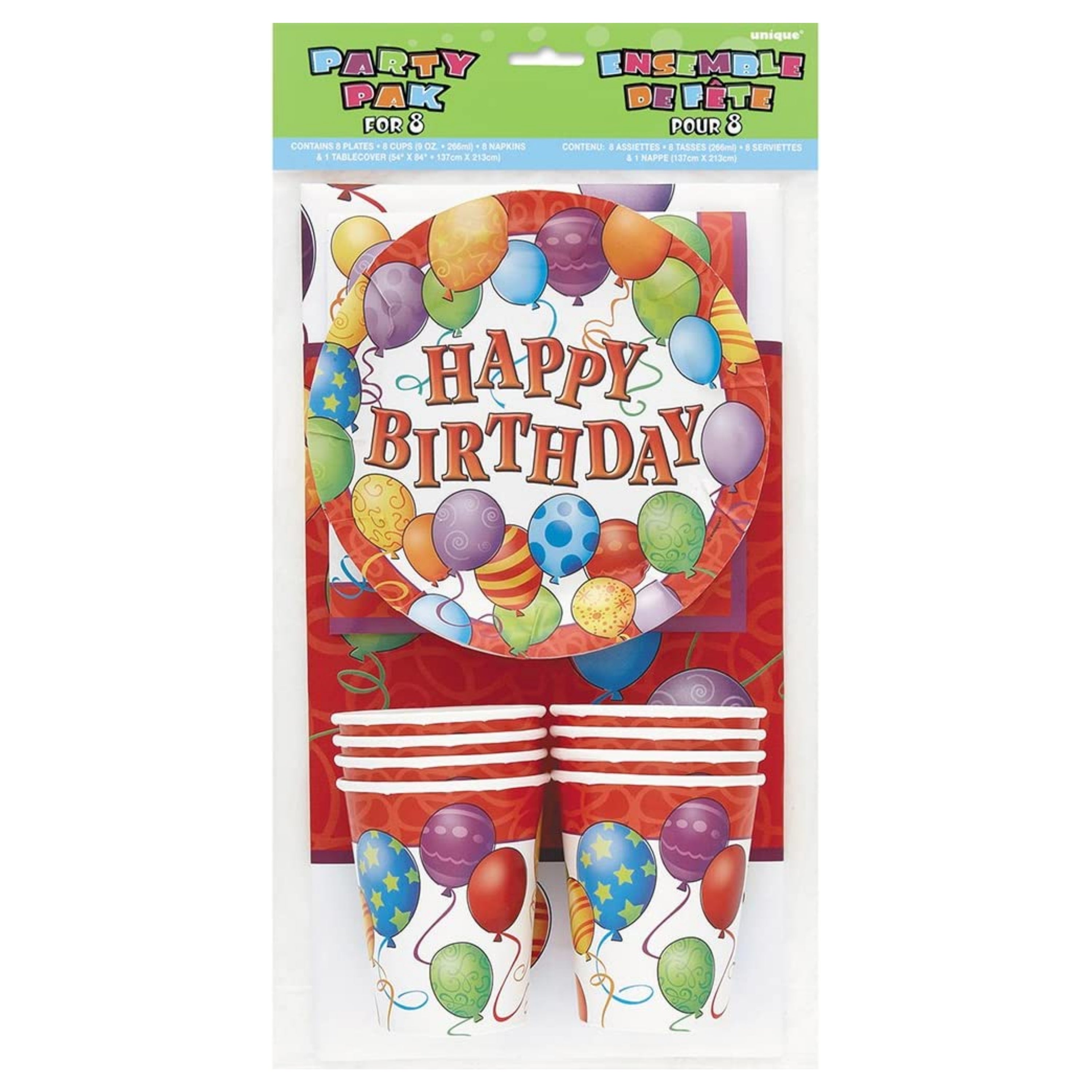 BALLOON PARTY BIRTHDAY 9OZ CUPS 8/PKT