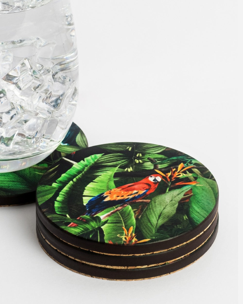 Birds of paradise Hardwood coasters set of 4