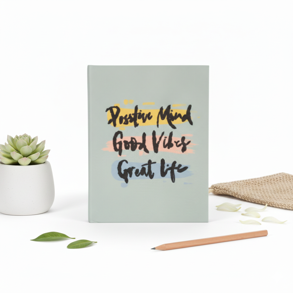 Minimalist Pastel Journal / Notebook - Positive Vibes Only - Mental Health & Wellness Stationery A4 SIZE