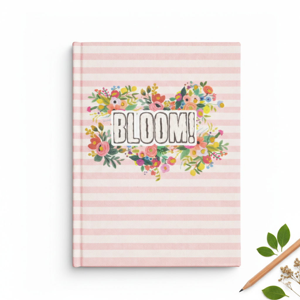 Floral Hardcover Notebook – “BLOOM!” Inspirational Diary | Ruled Pages | Premium Finish Big A4 SIZE