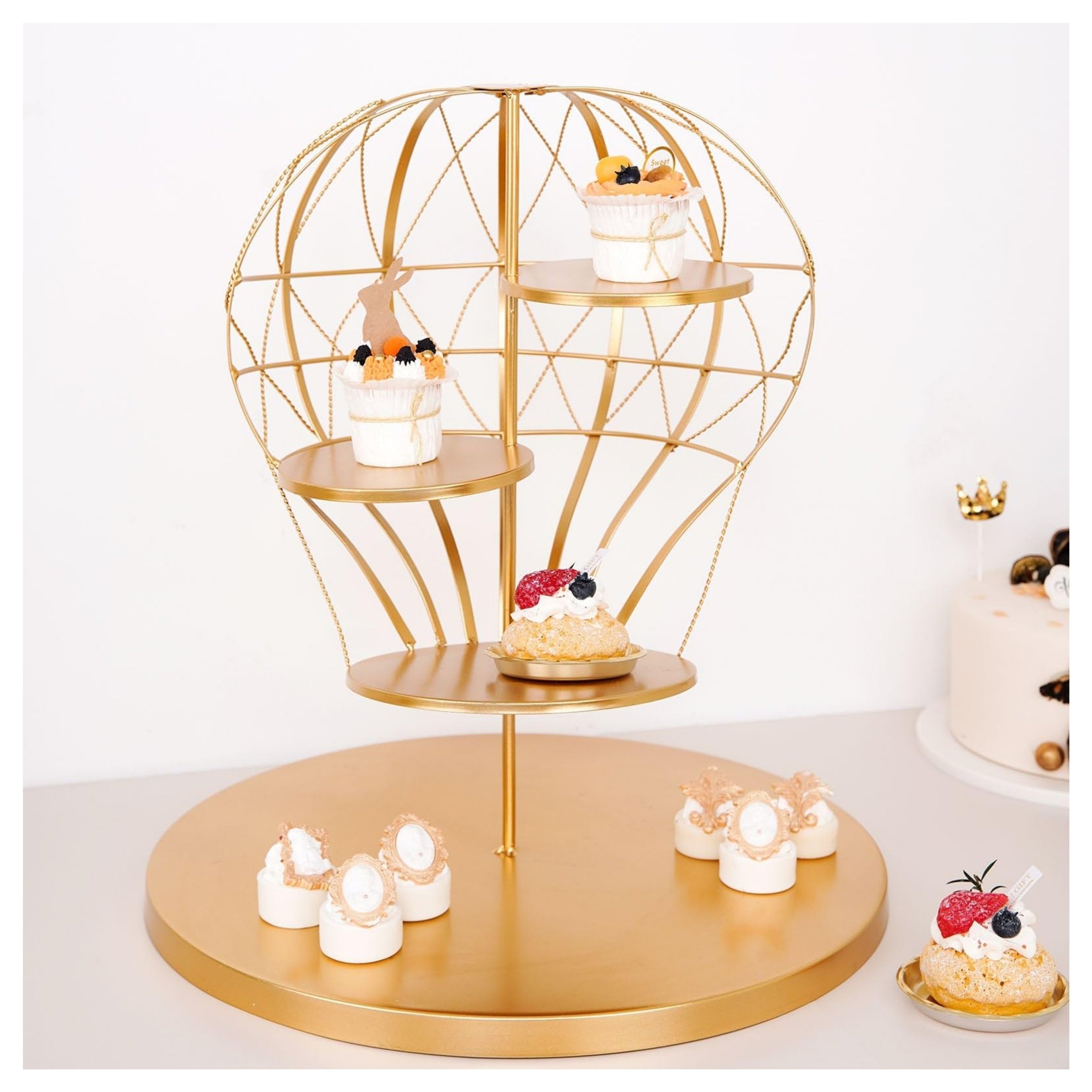 METAL BALLOONS CAKE STAND GOLD