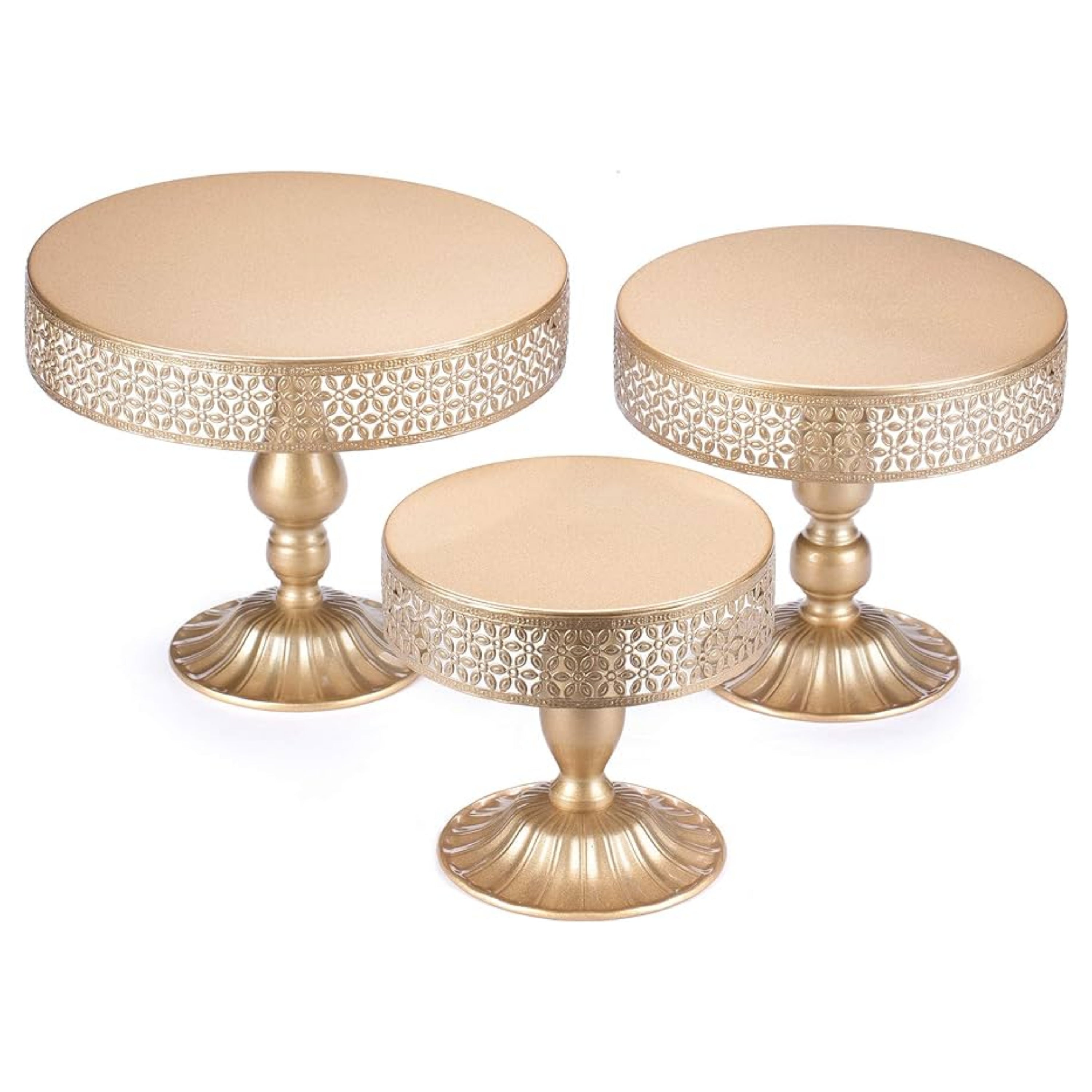 METAL FILIGREE CAKE STAND GOLD SET OF 3