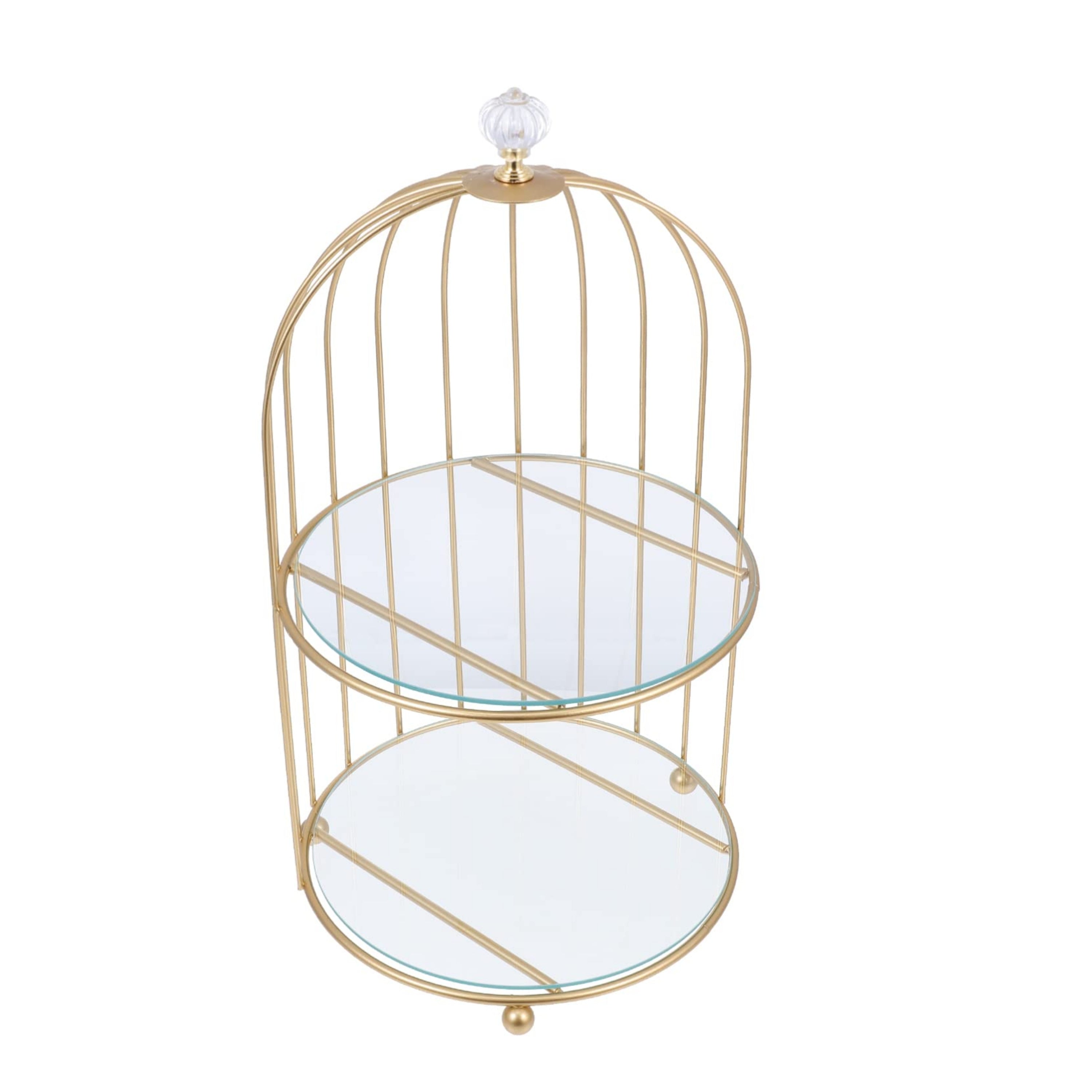 METAL TWO TIER CAGE WITH CRYSTAL