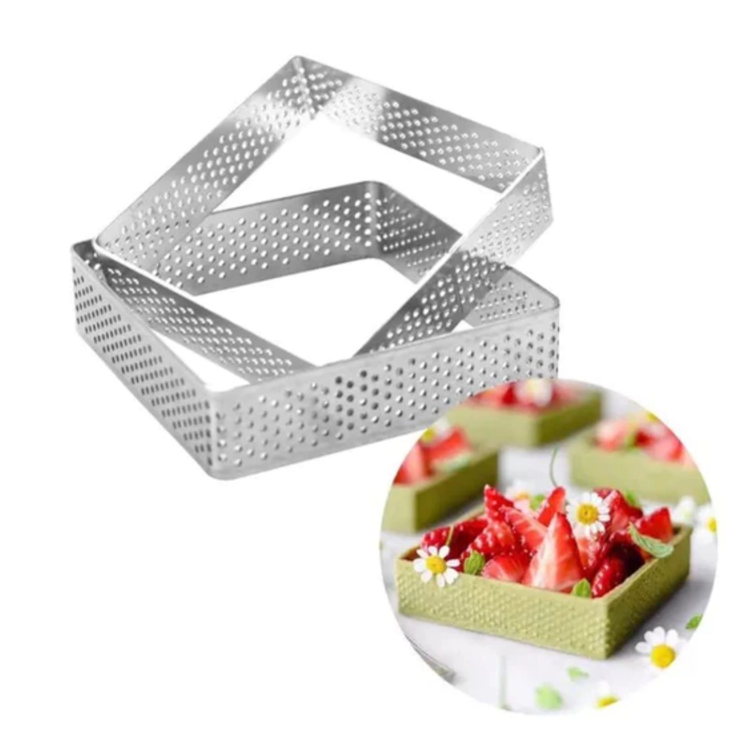 PERFORATED SQUARE TART RING 100X35