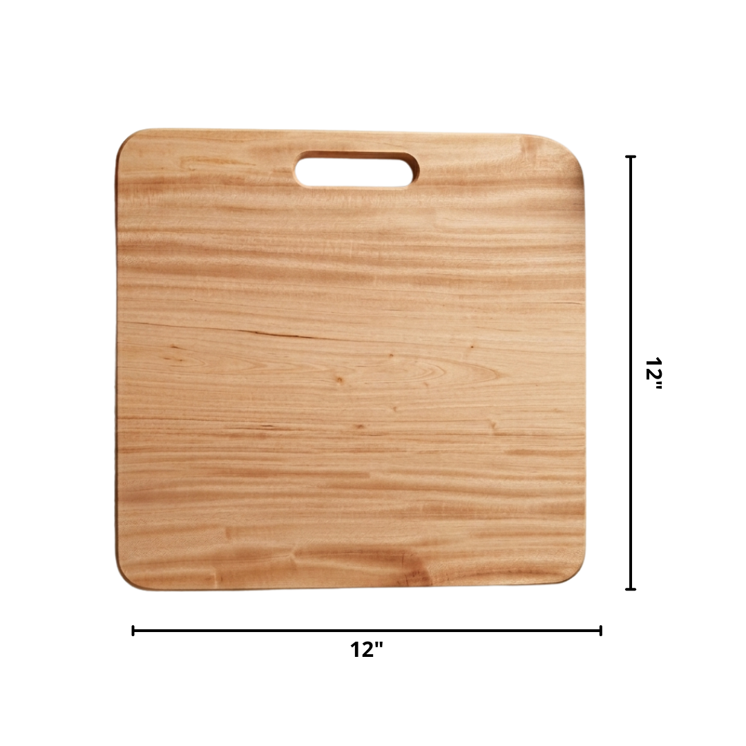 Handcrafted Premium Wooden Chopping Board – Elegant Square Serving Platter & Charcuterie Board with Built-in Handle | Durable Natural Wood Grain Cutting Board for Kitchen, Meal Prep, & Home Décor Gift