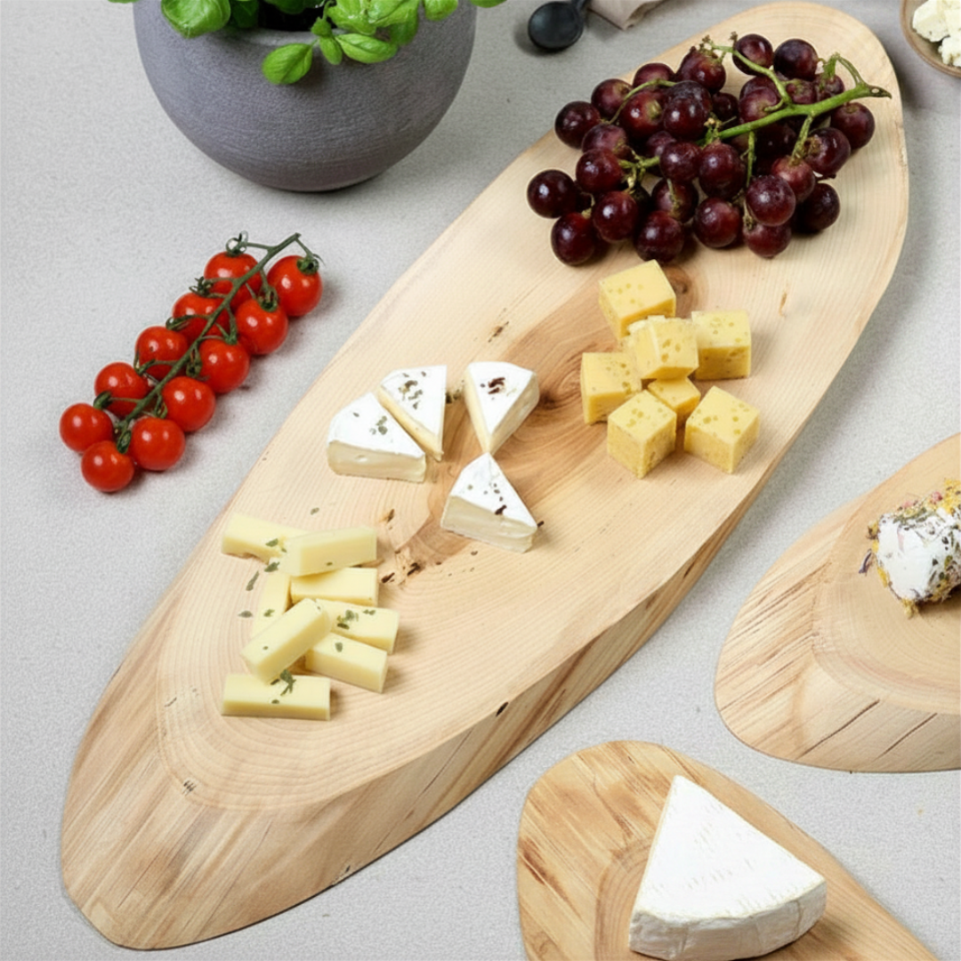 Organic Neem Wood Live Edge Serving Platter – Antibacterial Long Oval Charcuterie Board & Natural Cutting Slab | Eco-Friendly Anti-Microbial Tree Slice Tray for Kitchen, Dining, & Rustic Home Décor