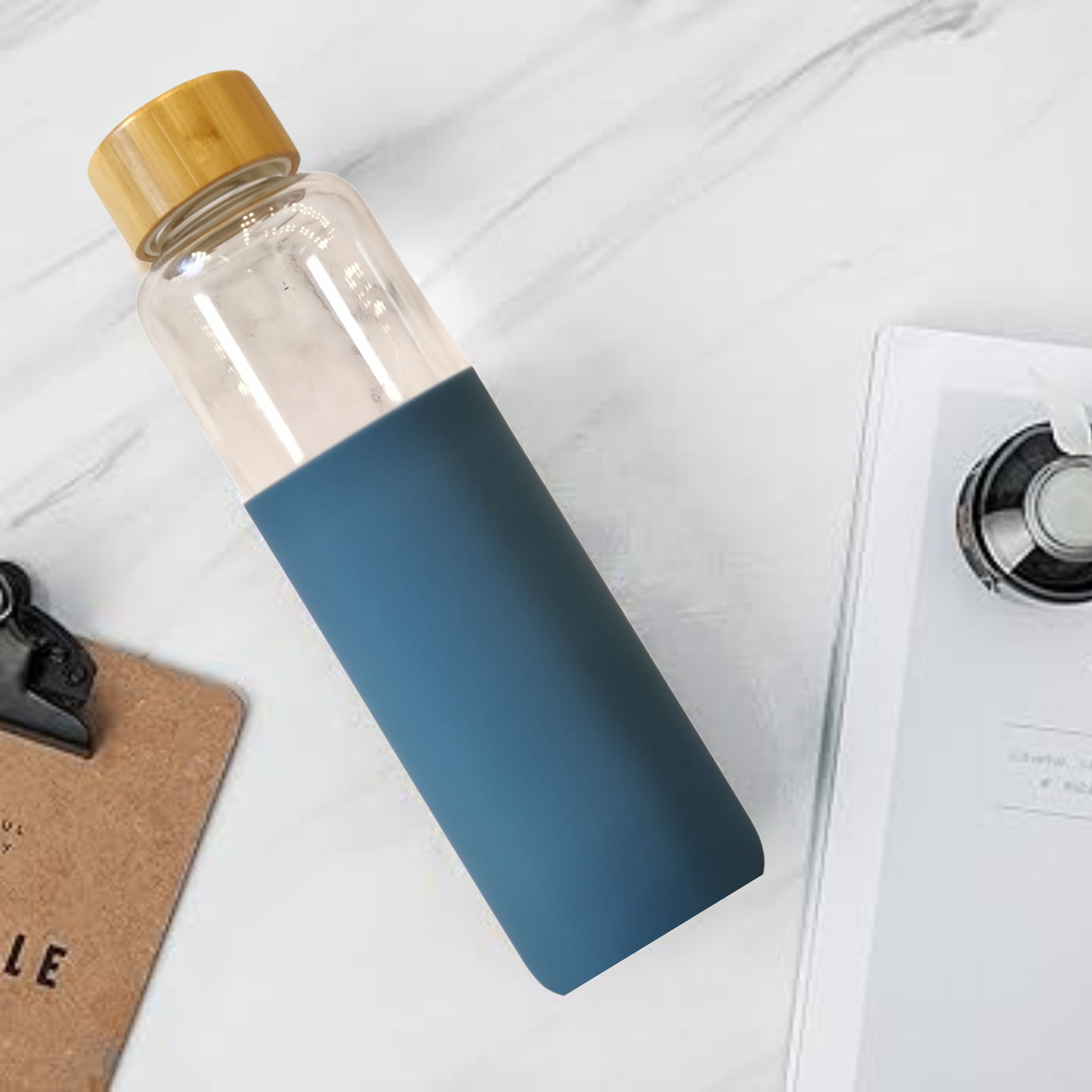 GLASS WATER BOTTLE W SLEEVE