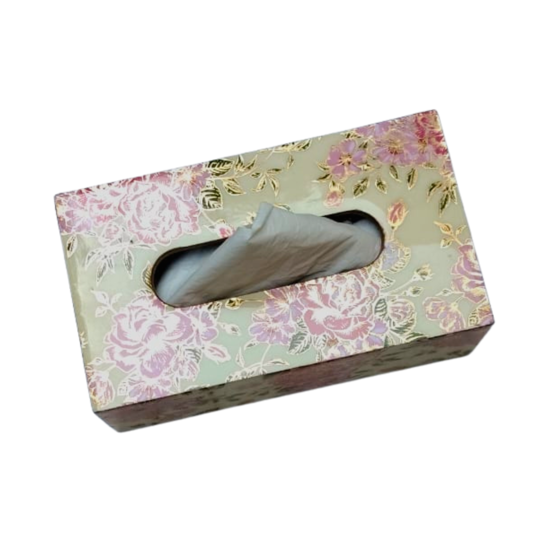 Floral Printed Tissue Box Holder | Decorative Napkin Dispenser for Home & Office