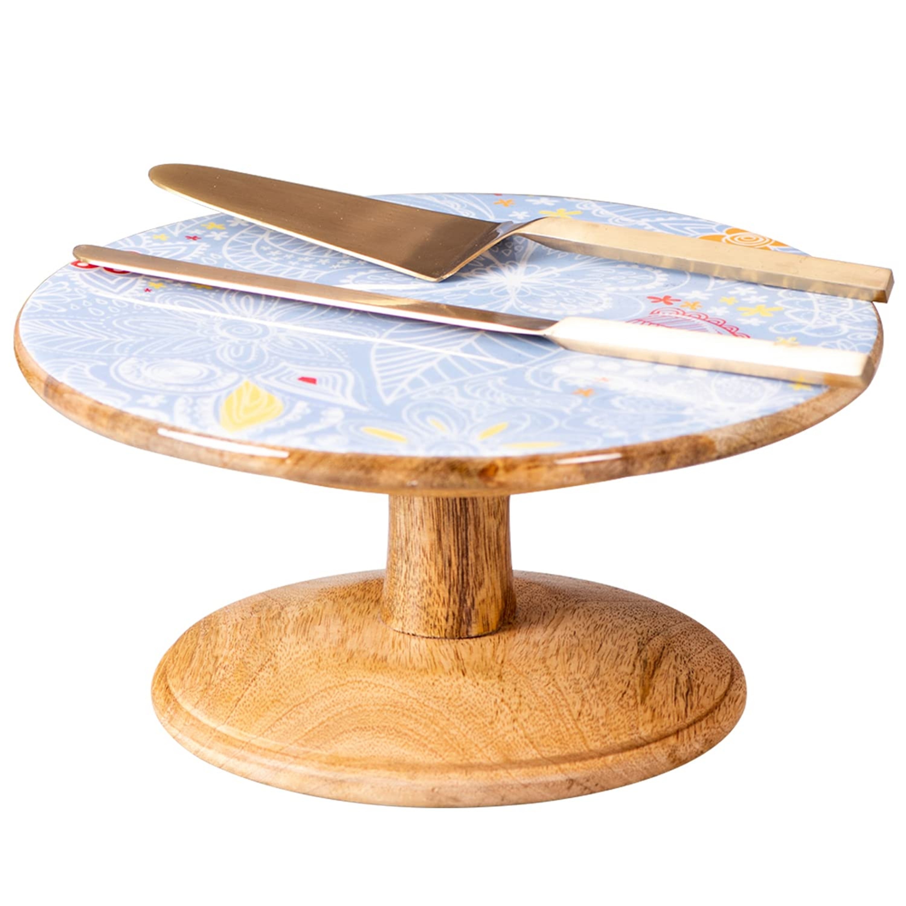 WOODEN CAKE STAND SET OF 2