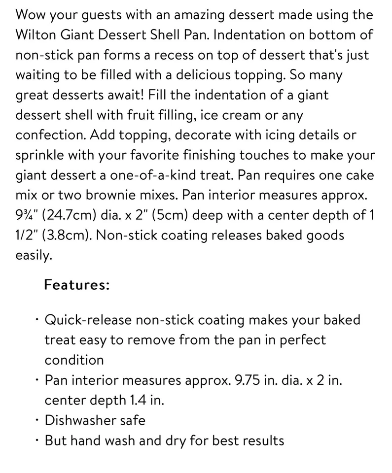 GAINT DESSERT SHELL PAN